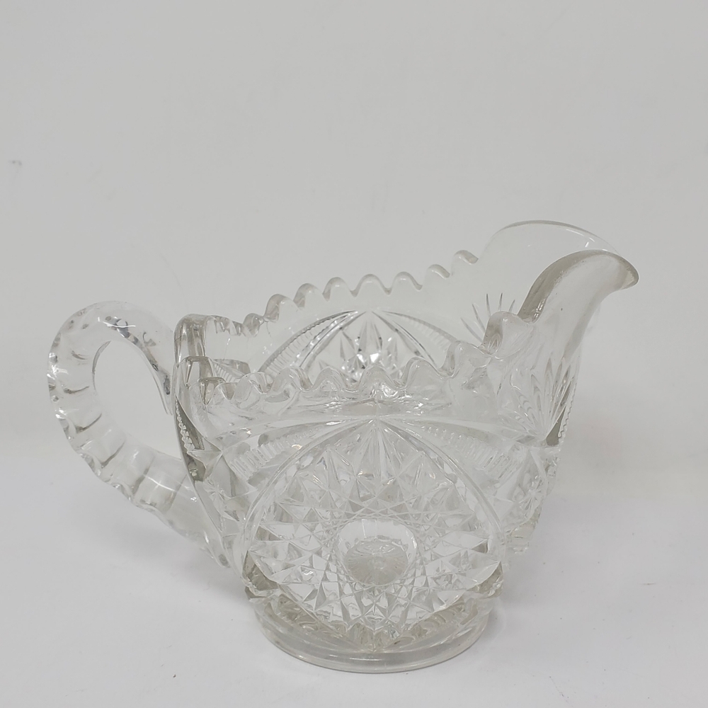 Vintage Cut Crystal Fancy spouted creamer dish 4" Tall